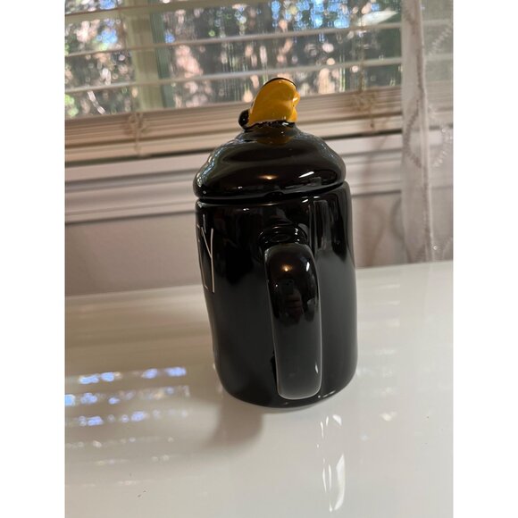 Rae Dunn "Honey Bee" Mug With Lid - Black & Yellow Ceramic - Cute 5" Tall Coffee - Picture 10 of 11